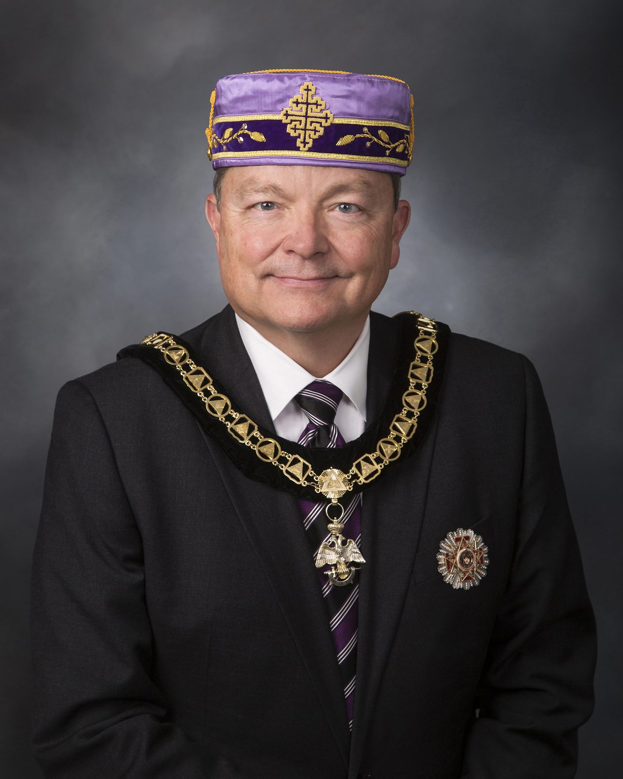 James D. Cole, 33rd Degree, Sovereign Grand Commander of the Scottish Rite Southern Jurisdiction, in formal regalia.